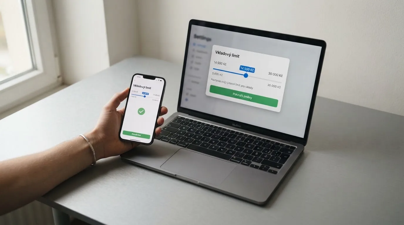 Úřední dokument Ministerstva financí ČR s razítkem položený na klávesnici — symbol české licence a regulace online hazardu