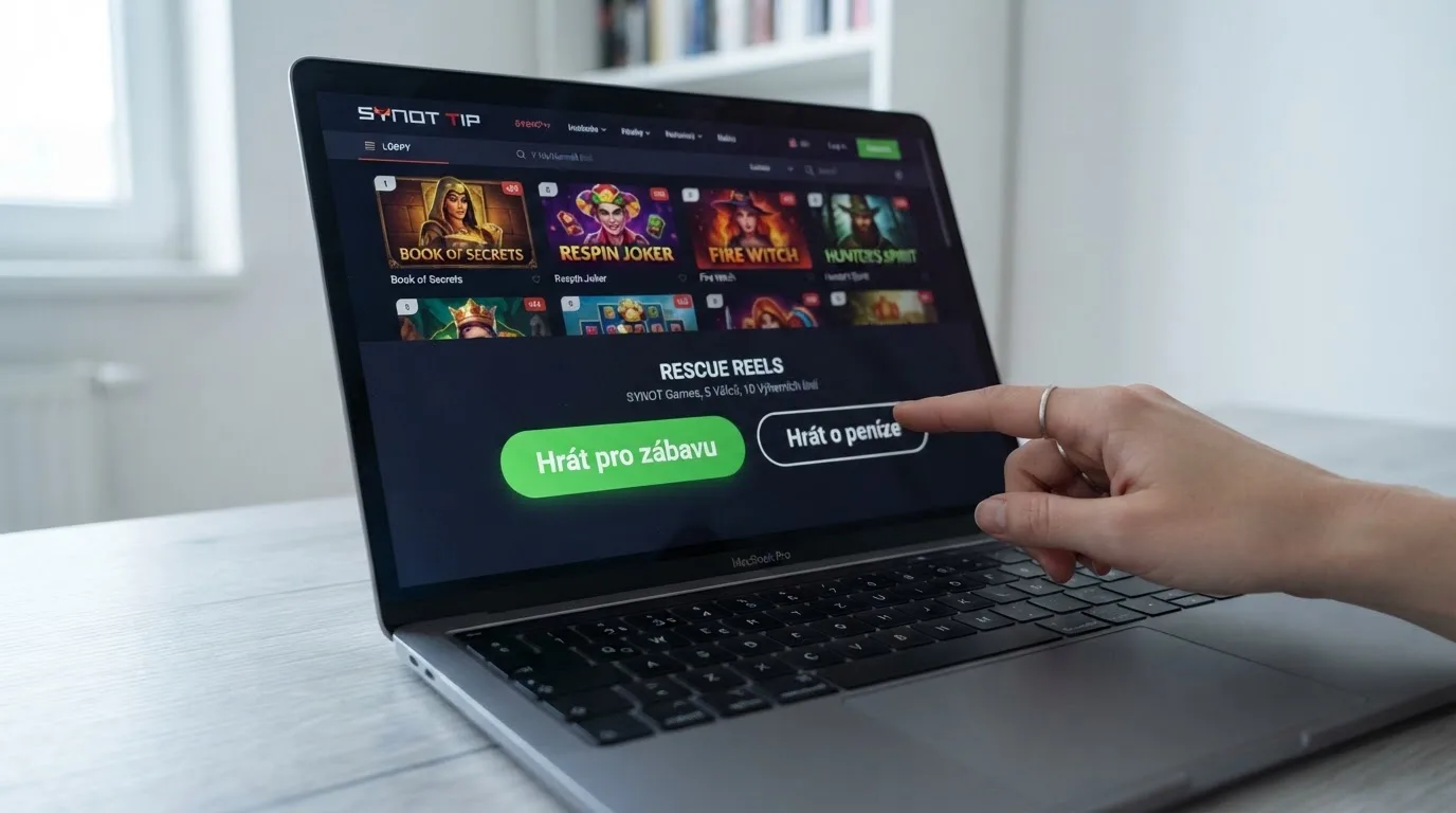 Detail tlačítka „Hrát pro zábavu“ nebo „DEMO“ v rozhraní online casina vedle tlačítka „Hrát o peníze“