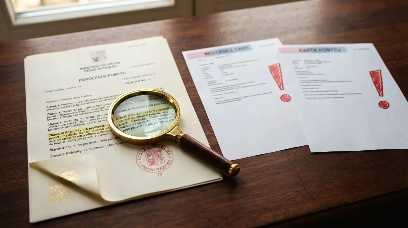 Dokument s razítkem Ministerstva financí ČR ležící vedle vytištěné MGA a Curaçao licence — na českém leží lupou zvýrazněný paragraf, na zahraničních varovný vykřičník